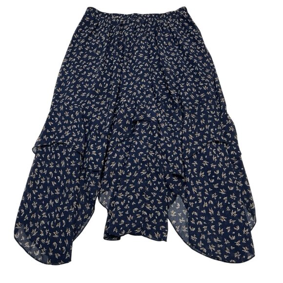 A Beautiful Soul Skirt Womens 1X Blue Ditsy Floral Asymmetrical Layered Chiffon‎ - Picture 1 of 9